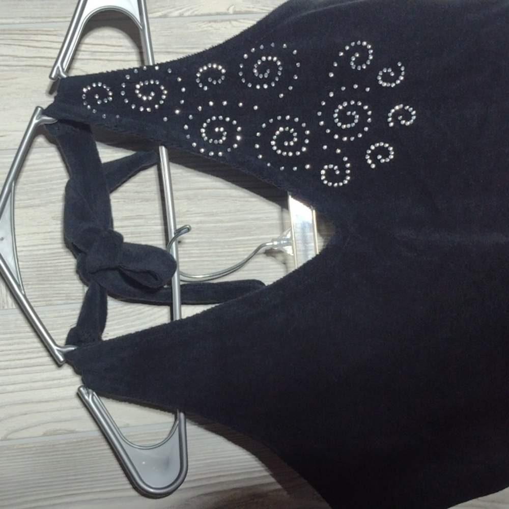 Black Halter Dress With Rhinestone Detail